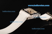 Cartier Santos 100 Swiss ETA 2671 Automatic Movement Steel Case with White Dial and White Leather Strap-1:1 Original