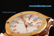 Hublot Big Bang King Swiss Quartz Movement Rose Gold Case with White Dial and Brown Rubber Strap