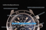 Breitling Superocean Chronograph II Chronograph Swiss Valjoux 7750 Automatic Steel Case with Black Dial Black Rubber Strap and Stick Markers