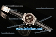 Rolex Daytona Chrono Swiss Valjoux 7750 Automatic Steel Case with Diamond Bezel Black Leather Strap and Brown MOP Dial