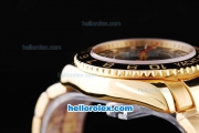 Rolex Yachtmaster II Oyster Perpetual chronometer Swiss ETA 2813 Automatic Black MOP Dial and Black Bezel-Full Gold Case and Strap-Diamond Marking