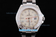 Rolex Yacht-Master Oyster Perpetual Chronometer Automatic with Beige Dial,White Bezel and White Round Bearl Marking-Small Calendar