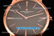 Vacheron Constantin Patrimony Miyota 9015 Automatic Rose Gold Case with Black Dial Black Leather Strap and Rose Gold Stick Markers