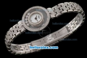 Chopard Happy Sport Swiss Quartz Movement White Dial with Diamond Bezel and Diamond Strap