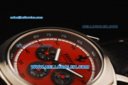 Ferrari Chronograph Automatic Movement Steel Case with Red Dial and Black Leather Strap