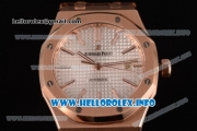 Audemars Piguet Royal Oak 41 Clone AP Calibre 3120 Automatic Rose Gold Case with White Dial Stick Markers and Brown Leather Strap (BP)