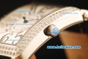 Franck Muller Long Island Swiss ETA Quartz Movement Steel Case with Diamond Bezel and White Dial