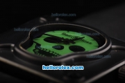 Bell & Ross BR 01-94 Automatic Movement with PVD Case and Green skeleton Dial-Black Rubber Strap