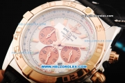 Breitling Chronomat B01 Chronograph Miyota Quartz Movement Steel Case with Rose Gold Bezel and Black Leather Strap