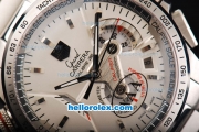 Tag Heuer Carrera Calibre 36 Swiss Valjoux 7750 Automatic Movement Full Steel with Silver Stick Markers and White Dial