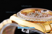 Rolex Day-Date Oyster Perpetual Automatic Full Gold with Diamond Dial and Red Marking