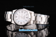 Rolex Oyster Perpetual Air-King Swiss ETA 2836 Automatic Movement Silver Case with White Dial and SS Strap