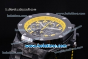 Audemars Piguet Royal Oak Offshore Carbon BumbleBee Chrono Swiss Valjoux 7750 Automatic Carbon Fiber Case with Yellow Arabic Numeral Markers and Black Dial