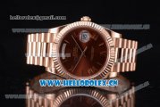 Rolex Day Date II Swiss ETA 2836 Automatic Rose Gold Case/Bracelet with Brown Dial and Roman Numeral Markers (BP)