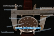 Patek Philippe Calatrava Miyota OS2035 Quartz Steel Case with Roman Numeral Markers and Brown Dial