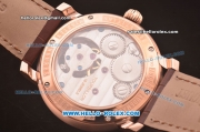 Audemars Piguet Jules Audemars Swiss Tourbillon Manual Winding Movement Rose Gold Case with White Dial and Brown Leather Strap