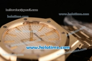 Audemars Piguet Royal Oak Swiss ETA 2824 Automatic Full Yellow Gold with Gold Sitck Markers and White Dial - 1:1 Original