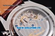 Longines Master Collection Chronograph Swiss Valjoux 7750 Automatic Movement Steel Case with White Dial and Leather Strap