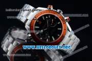 Omega Seamaster Planet Ocean Chrono Clone Omega 9300 Automatic Steel Case with Black Dial Orange Bezel and Stainless Steel Bracelet (EF)