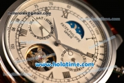 Patek Philippe Grand Complication Asia R10-Tourbillon Automatic Steel Case with White Dial Roman Numeral Markers and Brown Leather Strap