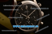 Rolex Explorer Chronograph Miyota OS20 Quartz Steel Case with Black Dial and Green Leather Strap