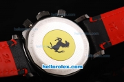Ferrari Chronograph Quartz Movement PVD Case with Red Dial and Black Leather Strap
