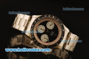 Rolex Daytona Vintage Chronograph Swiss Valjoux 7750 Steel Case/Strap with Black Dial and Stick Markers