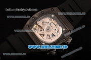 Richard Mille RM 011 Felipe Massa Flyback Chronograph Swiss Valjoux 7750 Automatic Carbon Fiber Case with Skeleton Dial and Black Rubber Strap - 1:1 Original