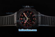 Hublot Big Bang Swiss Valjoux 7750 Automatic Movement Ceramic Case with Black Dial-Red Markers and Black Rubber Strap