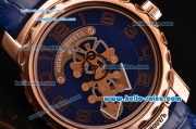 Ulysse Nardin Freak Asia ST18-CHG Automatic Rose Gold Case with Blue Leather Strap Blue Dial Numeral Markers