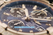 Breitling Chronomat Evolution Chronograph Swiss Valjoux 7750 Automatic Movement Steel Case with Blue Dial and Diamond Bezel