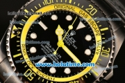 Rolex Sea-Dweller Deepsea Asia 2813 Automatic PVD Case/Strap with Black Dial and Yellow Diver Index