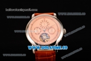 Vacheron Constantin Malte Tourbillon Asia Automatic Steel Case with Pink Dial Brown Leather Strap - Stick Markers