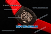 Richard Mille Jean Todt Limited Edition RM 036 Asia Seagull SH Automatic Carbon Fiber Case with Skelton Dial Arabic Numeral Markers and Red Rubber Strap