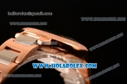 Cartier Rotonde De Miyota Quartz Rose Gold Case/Bracelet with Black Dial and Diamonds Bezel