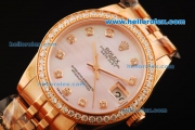 Rolex Datejust Automatic Movement ETA Case with Pink Dial and Diamond Bezel