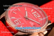 Chopard Mille Miglia Gran Turismo XL Miyota OS2035 Quartz Rose Gold Case with Diamond Bezel and Red Rubber Bracelet