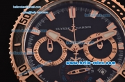 Ulysse Nardin Maxi Marine Diver Chrono Japanese Miyota OS20 Quartz Two Tone Case Stick Markers with Two Tone Strap and Black Dial