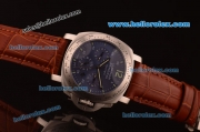 Panerai Chrono Pam 224 Luminor Daylight Automatic Steel Case with Blue Dial and Brown Leather Strap-7750 Coating