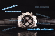 Rolex Daytona Swiss Valjoux 7750-SHG Automatic Steel Case with Black Dial and Black Leather Strap