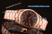 Omega Seamaster Asia 2813 Automatic Full Rose Gold Case with Brown Dial-ETA Coating