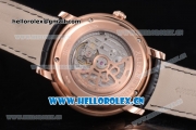 Audemars Piguet Jules Audemars Clone AP Calibre 3120 Automatic Rose Gold Case with Stick Markers Black Dial and Black Leather Strap