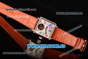 Minorva Swiss Tourbillon Manual Winding Steel Case with White Dial Orange Leather Strap and Colorful Arabic Numeral Markers