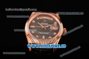 Rolex Day-Date Asia 2813/Swiss ETA 2836/Clone Rolex 3135 Automatic Rose Gold Case with Diamonds Markers and Black MOP Dial (BP)