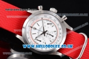 Rolex Pre-Daytona Chrono Miyota OS20 Quartz Steel Case with White Dial Stick Markers and Red Nylon Strap