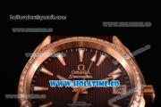 Omega Aqua Terra 150 M Co-Axial Clone Omega 8501 Automatic Rose Gold Case with Brown Dial and Stick Markers - Diamonds Bezel (EF)