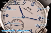 IWC Portuguese Vintage Asia 6497 Manual Winding Steel Case with White Dial and Blue Arabic Numeral Markers