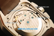 Cartier Santos 100 Swiss Valjoux 7753 Automatic Movement White Dial with Brown Leather Strap