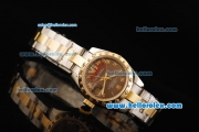 Rolex Datejust Oyster Perpetual Automatic Movement Brown Dial with Diamond Gold Bezel and Two Tone Strap-Lady Model