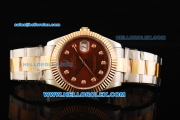 Rolex Datejust II Oyster Perpetual Automatic Movement Steel Case with Diamond Markers and Rose Gold Bezel-Two Tone Strap